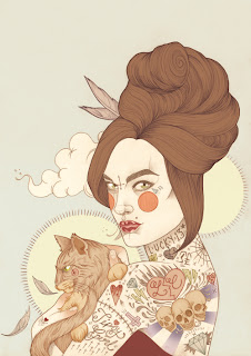 Tattooed Girl and Cat