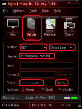 Inject Header Query - Settings - Banglalink Free Net For PC