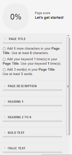 page score  and realtime seo suggestion