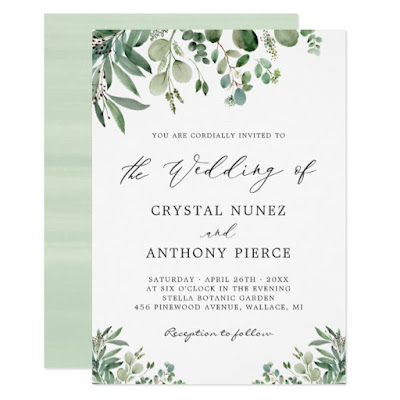  Romantic Eucalyptus Themed Garden Wedding Invitation