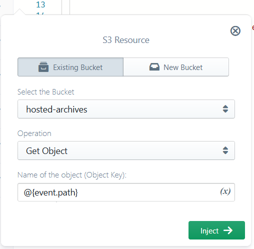 configuring the 's3.getObject()' operation