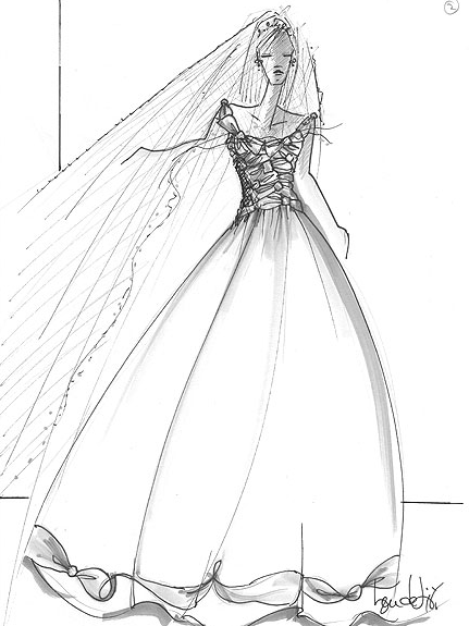 kate middleton dress sketches. Kate Middleton#39;s wedding gown