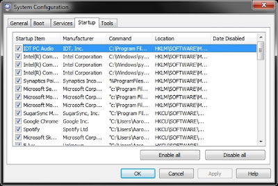 How many minutes does it take your computer to start up ? Hopefully not more than three, but it wouldn’t surprise me if you said it surpassed that time. The thing is, our computers have a lot to do when starting up and I think it’s something we often forget about and take for granted. That said, how can we blame our computers when we’re bogging it down with a bunch of junk? It may not even be junk – it may just be great programs, but just starting up when they don’t need to. Let’s take a look at some useful programs you can use and some things you can do to minimize your start time and get on with your tasks. Things You Can Do: *MSConfig: Prevent Programs And Services From Starting Up *Delay Services At Startup *Device Manager: Disable Unused Drivers MSConfig: Prevent Programs & Services From Starting Up: One of the first things you can do is take a look at what is starting up. There are several ways to do this. One way is through directly through Windows, no third-party program needed. Hold the “Start” key while pressing “R” to bring up the Run prompt.   Then type in “msconfig”, which stands for  Microsoft Configuration. Click the “Startup” tab and you will see many items with check boxes on the left. The ones which are checked are starting up.   I will be honest, this can be a little nerve racking if you don’t feel comfortable unchecking programs, but here are a couple guidelines to go by in case you aren’t sure what to leave alone and what to remove from startup (again this is from running when your computer turns on, not removing from your computer entirely). *Leave anything labeled with your computer brand alone (ASUS, HP, Acer, Toshiba, etc.) *Leave anything Microsoft-related alone *Leave anything Intel or AMD related alone. *Leave anything labeled with drivers alone. Examples from the above screenshot for leaving anything Intel related alone would be the “Intel Common User Interface.” It seems important, and it is, so let’s not touch it. Also, anything with drivers such as the “Synaptics Pointing Device Driver” or the “IDT PC Audio” – those are pretty explicit in explaining what they are in the name. Notice the “Microsoft Security Client” – that’s probably good to have running too. I advise you not to remove these things because I don’t want you to accidentally harm your computer. If you know what you’re doing and you don’t want something from your computer’s manufacturer running, by all means, remove it. Just remember there are risks. Note that this can also be done with services in the tab to the left of the startup tab. This isn’t as crucial, but there may be some services you know you don’t need running. For assistance you can always check the box in the bottom left corner that reads “Hide all Microsoft services.” Click “Apply” and follow the prompt to restart your computer. I know it may not be necessary, but let’s just play it safe. Delay Services At Startup: You may have already noticed an improvement in your startup with the removal of those programs you don’t need starting up (or maybe you don’t even need them at all). Another way you can improve startup is by spreading out when the services startup. You can do this by delaying them in different intervals. If you already have MSConfig open, you can get to there by going to Tools > Computer Management > Services and Applications > Services. Or you can go to the Start menu search bar (or Launchy) and type “services.”   This is another area that I recommend being cautious with, but it is useful if you know of a certain service that you don’t need right away, you can delay it by right clicking on the service, going to Properties and selecting “Automatic (Delayed Start)” from the drop down menu in the General tab. Device Manager: Disable Unused Drivers: To access the Device Manager, simply go to the search bar on the Start Menu once more and type in “device manager” and then open it. You likely won’t notice astronomical amounts of unused drivers, however you might find one or two, and every little bit counts. Obviously you want to be very careful. In my screenshot I have the wireless adapter right clicked and am hovering over “disable.” This is for demoing purposes only. You probably don’t want to disable your wireless driver. But if there is something you notice isn’t being used, try disabling it – you might notice a difference. Programs You Can Use:  Startup Managers And Timers Soluto BootRacer BootTimer MSConfig Alternatives Autoruns Revo Uninstaller CCleaner System Ninja Additional Tools Autologon