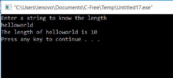 Print length of a string using string functions