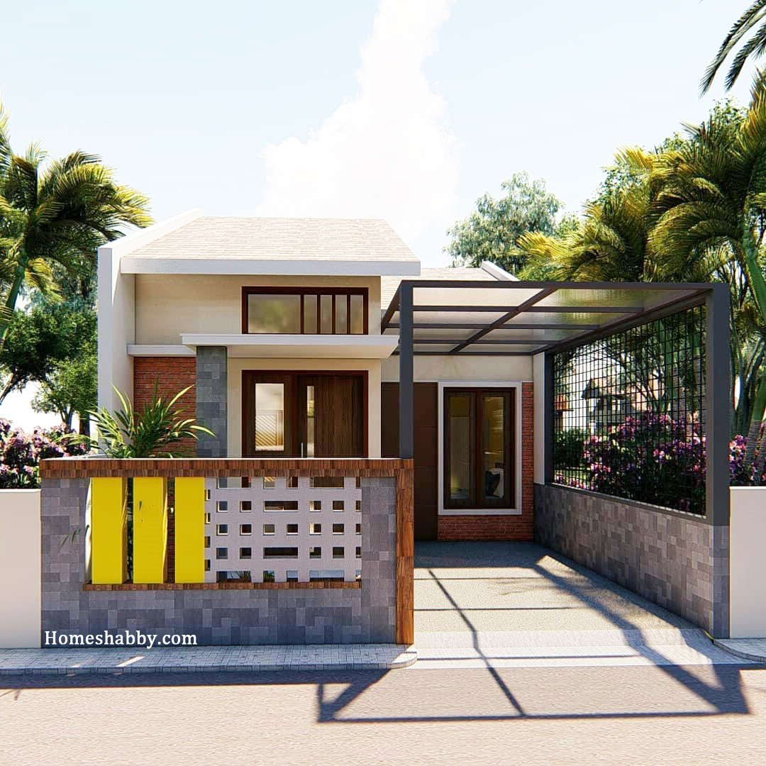  Desain  dan  Denah  Rumah  Minimalis  Konsep Sederhana  dengan Ukuran 8 x 14 M terdapat Mushola dalam 