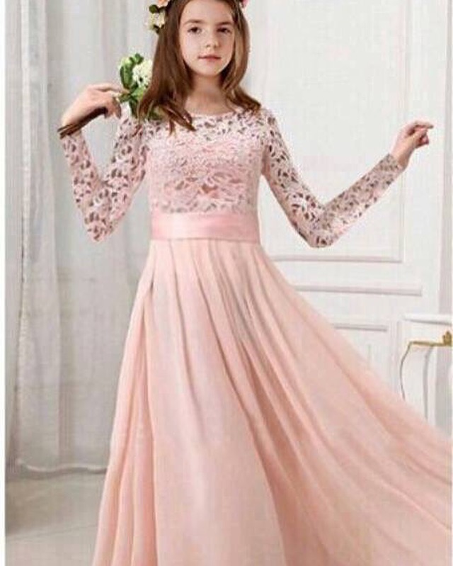 Butik Qaireen: Dress Lace Kanak-Kanak Color Peach ( ALL ...