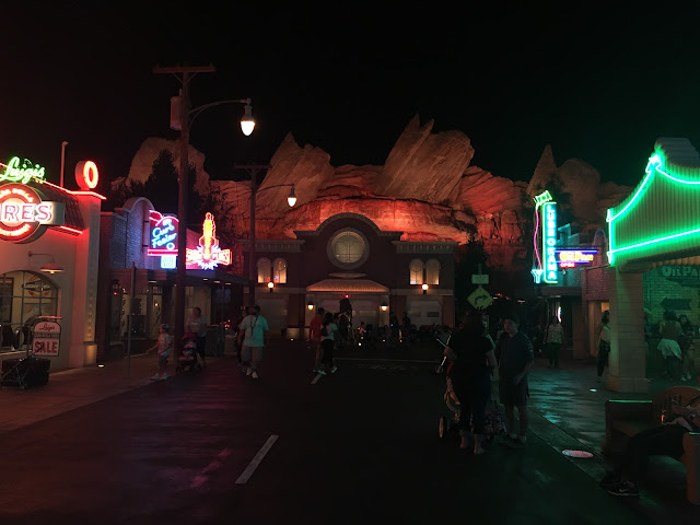 Cars Land Neon Lights at Night Radiator Springs Disney California Adventure