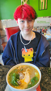 Hunter Robinson with Beef Sukiyaki at Asian Cafe.