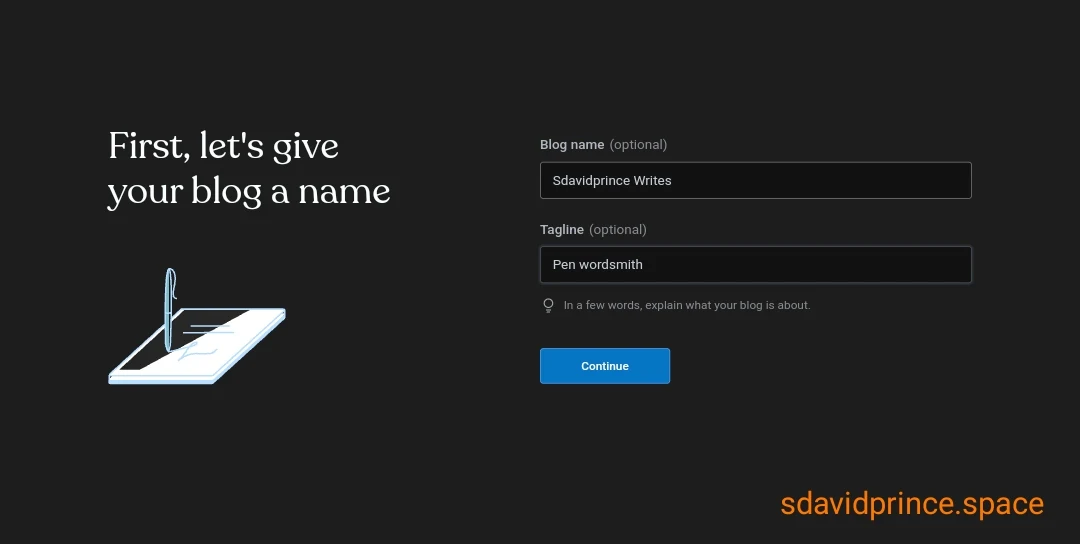 Give your Blog a Name and Tagline