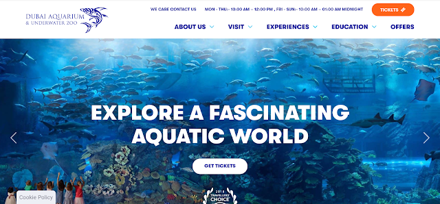 tampilan situs web screenshot dubai aquarium tahun 2023