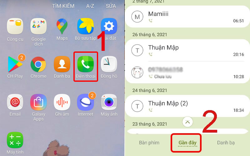 Xem cuộc gọi gần đây trên điện thoại Android