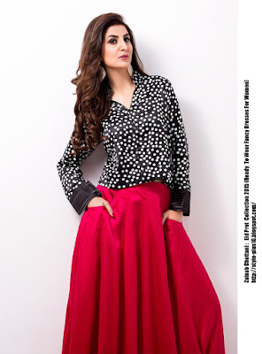 hot-pink-skirt-with-black-and-white-top-zainab-chottani-pret-eid-collection-2015