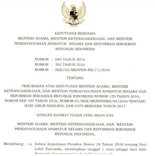 Info!! Libur Nasional dan Cuti Bersama 2017 Tambah 3 Hari