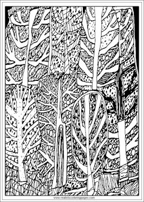 the forest coloring pages for adults by jean dubufet