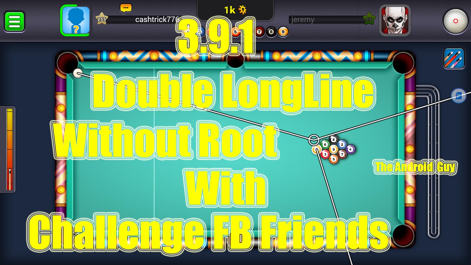 8 Ball Pool 3.9.1 Double Long Line With Challenge Fb Friends ... - 