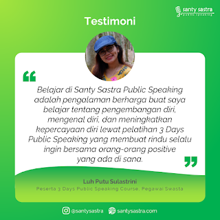 Testimoni Santy Sastra Public Speaking