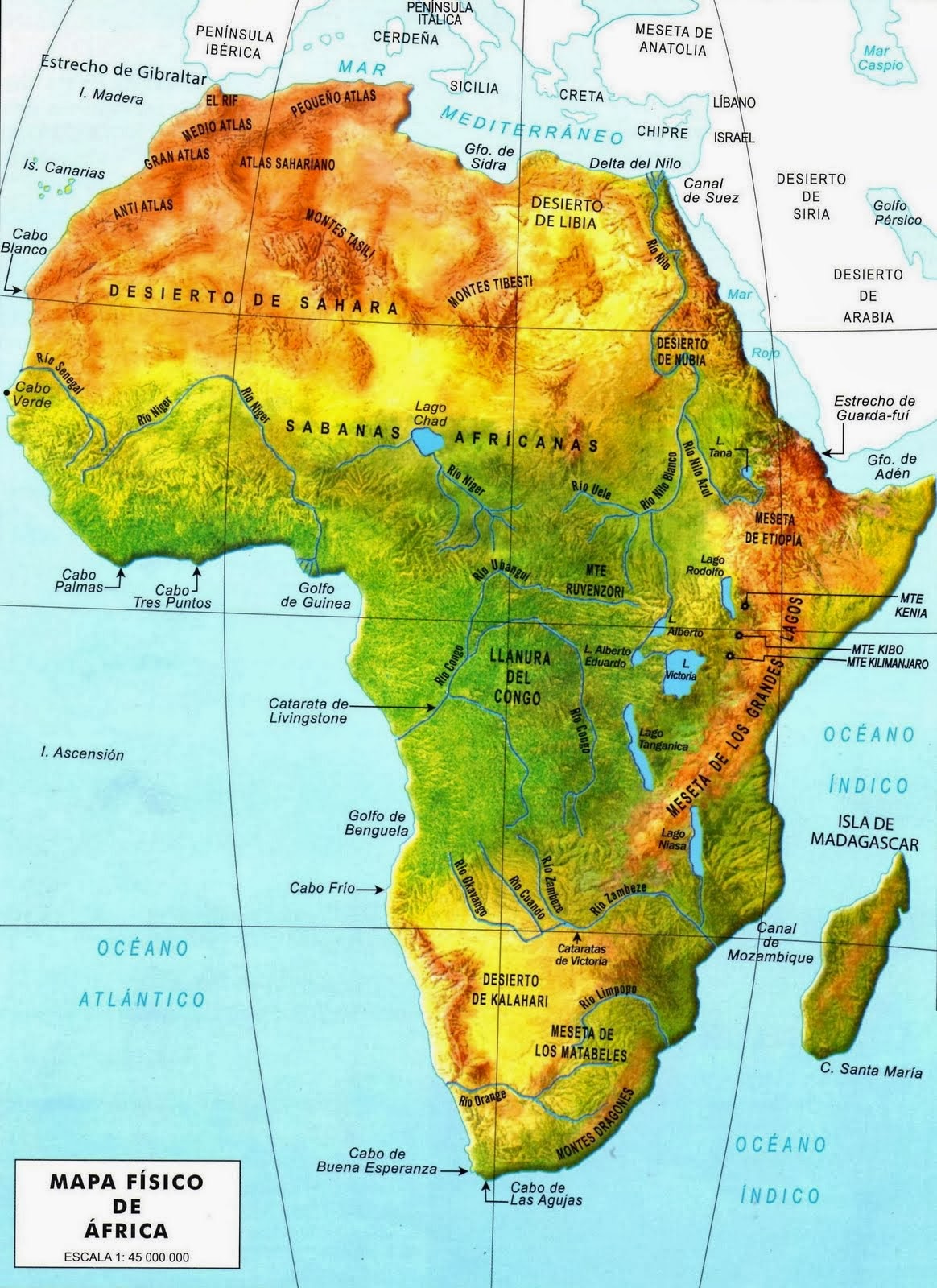 SEGUNDO JOCELYN BELL: ÁFRICA-Relieve, ríos y lagos