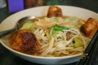 noodle soup with tofu and fishballs