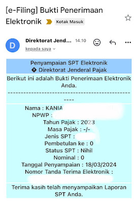 bukti lapor SPT tahunan