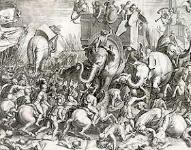 Ilustración de la Batalla de Zama por Cornelis Cort