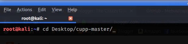 If Don't know how to open the folder on the terminal. Simply Open terminal and type [ cd Desktop/cupp-master/  ]. And hit Enter