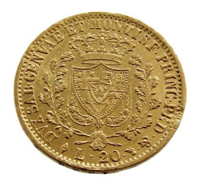 SARDINIA 20 LIRE GOLD COIN