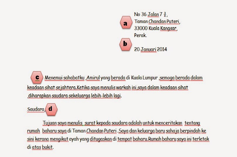 BAHASA MELAYU: SURAT KIRIMAN TIDAK RASMI