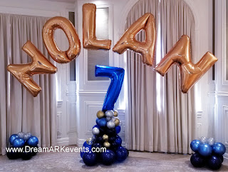  Gold balloon letter arch and balloon number column