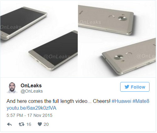 Huawei Mate 8 lộ diện thiết kế ấn tượng