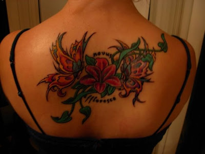 Butterfly and Flower Full Back and Sleeve Tattoo