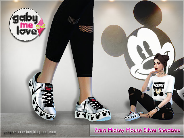 Download / descargar Silver Mickey Mouse sneakers by Zara | CC (Sims 4)