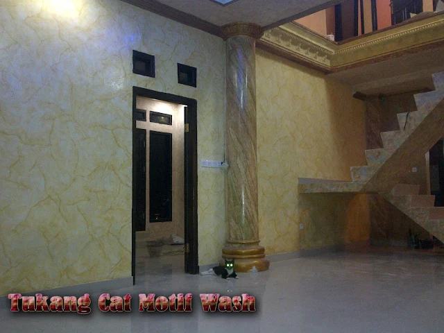 tukang cat wash dinding rumah, pengecatan wsah motif marmer