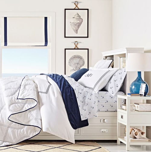 Blue and White Nautical Bedroom