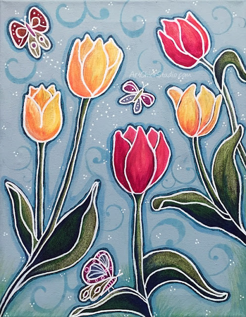 Tulips and Flutterbys