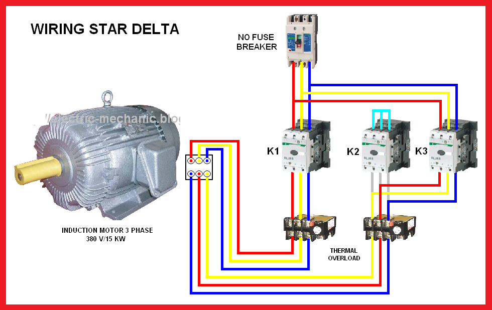 Electrical Page: Star-Delta (Y-Δ) Motor  association Diagram