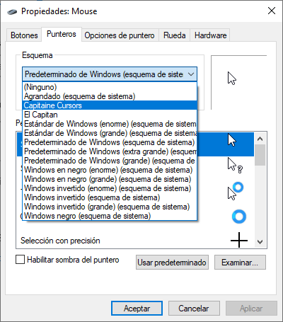 macOS puntero mouse para Windows 10