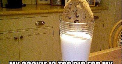 Cookie too big for my glass of milk  Seriously Funny Humor