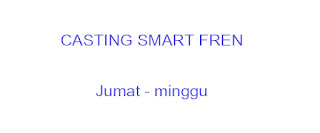 Assallamuallaikum.  CASTING SMART FREN Jumat - minggu        Selamat pagi teman teman pengunjung info casting yang selalu setia,,dan di manapun anda berada kami terus mengupdate info casting yang selalu aktual,,,baiklah sebuah Ph, ternama mengadakan open casting CASTING SMART FREN  ya itu salah satunya sudah terkenal di mana mana,,,  bagi yang masuk karakter silahkan di simak baik baik dan sebelum casting jangan lupa kirim poto dulu di Contac Us pada Menu di atas...Sertakan nama dan usia,tinggi,berat badan,,  silahkan di simak teman teman :      Alamat : Studio No Name  Jalan duren tiga barat 6 no.36 rt 005 rw 002 12760  patokannya kalo dr arah pejaten, puter balik di lampu merah duren 3, menuju arah pejaten lagi, nnt lewatin raden bahari, lalu toko gordyn decorosa, disebelahnya ada gang nanti masuk sebelum klinik parahita.  kalau dari arah mampang lurus aja sampai ketemu decorosa belok kiri.  yang bawa mobil motor parkir di no 8      CASTING SMART FREN Jumat - minggu jam 12.00-18.00.   4 cowok keren dan karakter.( hrs keren )  23-26 th  jago acting baju kantoran.   2 hari shoot 10jt media. tvc . all media . print ad. p o s. .  OOH. non billboard.  sosial media. digital Electronic. cinema )   mksh sblm nya arifin & team * SHOOTING ,27. 28&29 mei( SHOOTING  2 HARI ) contigensi tgl 30 mei  Kirim Poto dulu Cek contat Us            