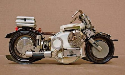 Motorbike art made from watch parts