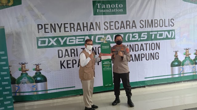 Secara Simbolis, Kapolda Lampung Terima Penyerahan Oksigen untuk Masyarakat Lampung