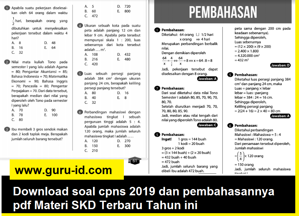 Contoh Soal  Cpns  2020  Beserta Kunci Jawaban Free 