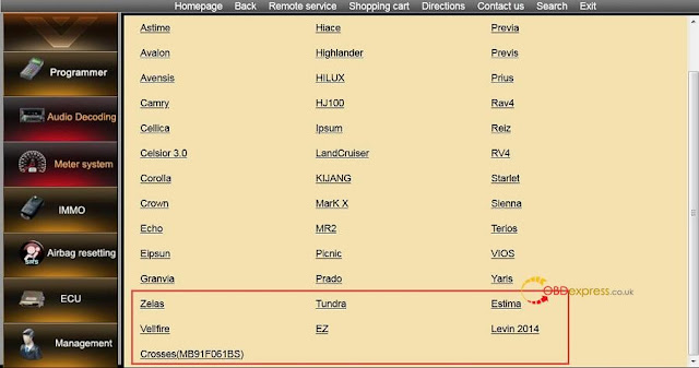 Yanhua Digimaster3  OBP Mileage List for Toyota 4