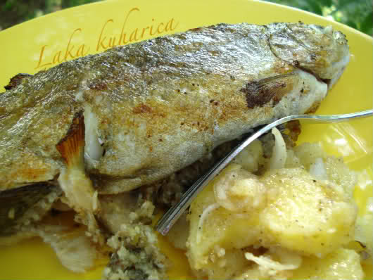 Stuffed trout by Laka kuharica: savory stuffing enhances flavor of the fresh trout.