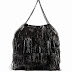 Stella McCartney Falabella XL Shaggy Deer Glitter Black Faux Leather Shoulder Handbag