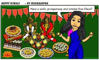 cartoon style of diwali wishes