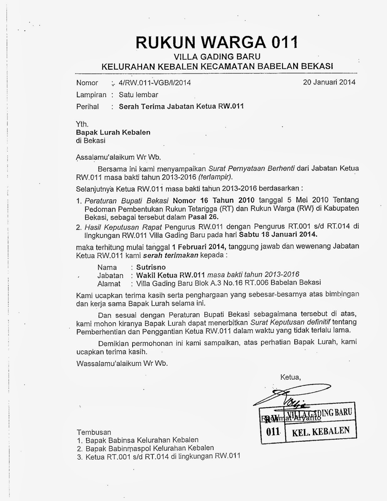 Contoh Surat himbauan RT 2018 | Kumpulan Contoh Surat Lengkap