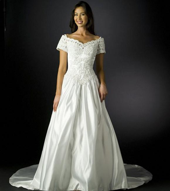 White Floral Wedding Dress Gown Sean Collection 