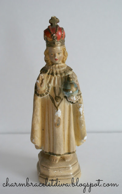 Vintage Infant of Prague chalk statue