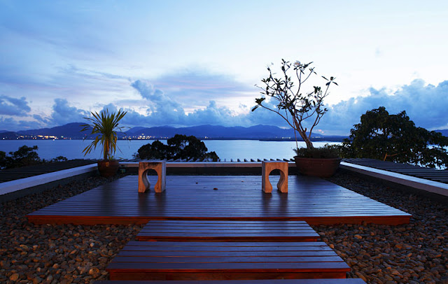 Photo of sitting bench with the view at modern villa in Phuket