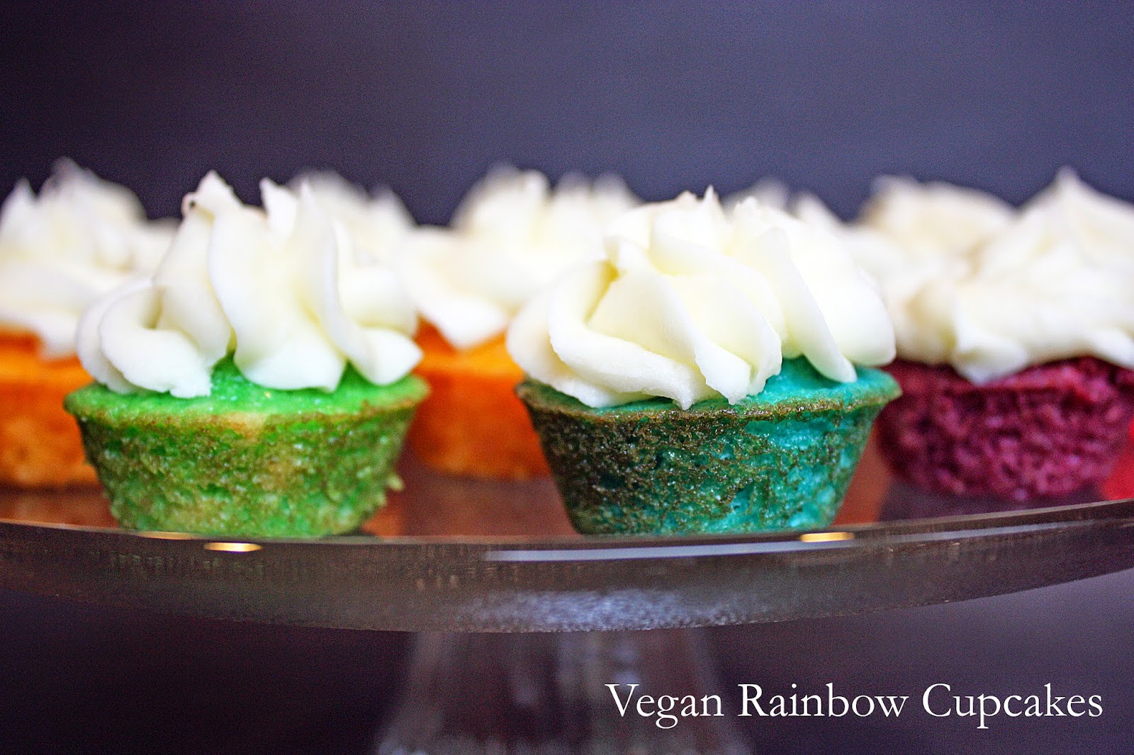 vegan rainbow mini cupcakes with salted almond buttercream